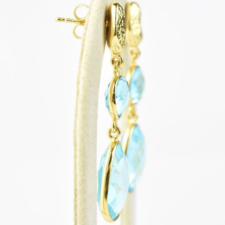 Blue Topaz Double Drop Earrings - Goldmakers Fine Jewelry