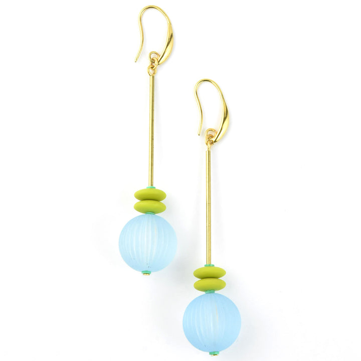 Blue & Chartreuse Bauble Earrings - Goldmakers Fine Jewelry