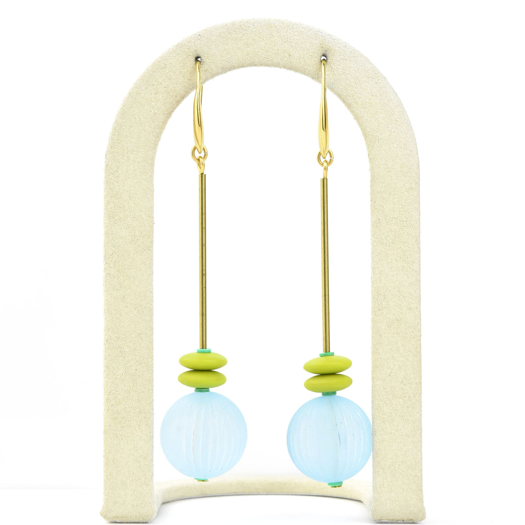 Blue & Chartreuse Bauble Earrings - Goldmakers Fine Jewelry