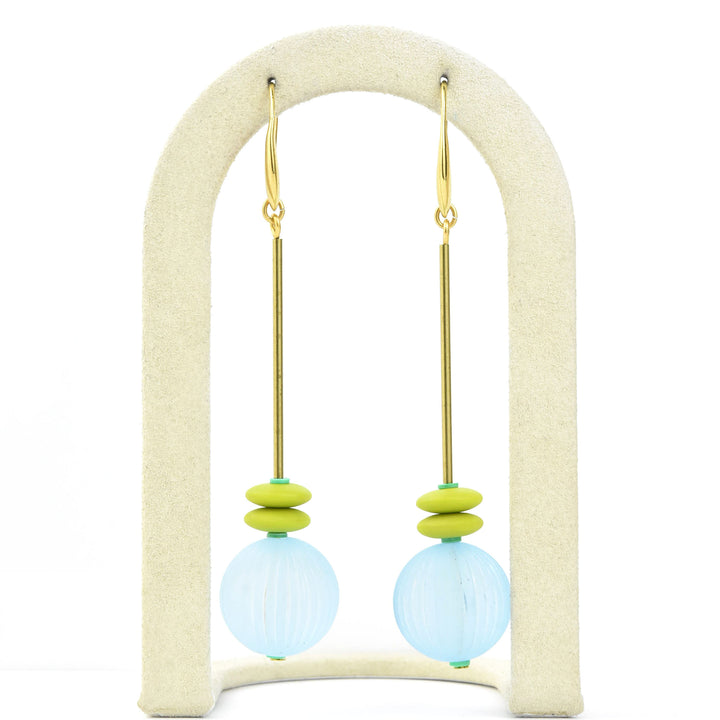 Blue & Chartreuse Bauble Earrings - Goldmakers Fine Jewelry