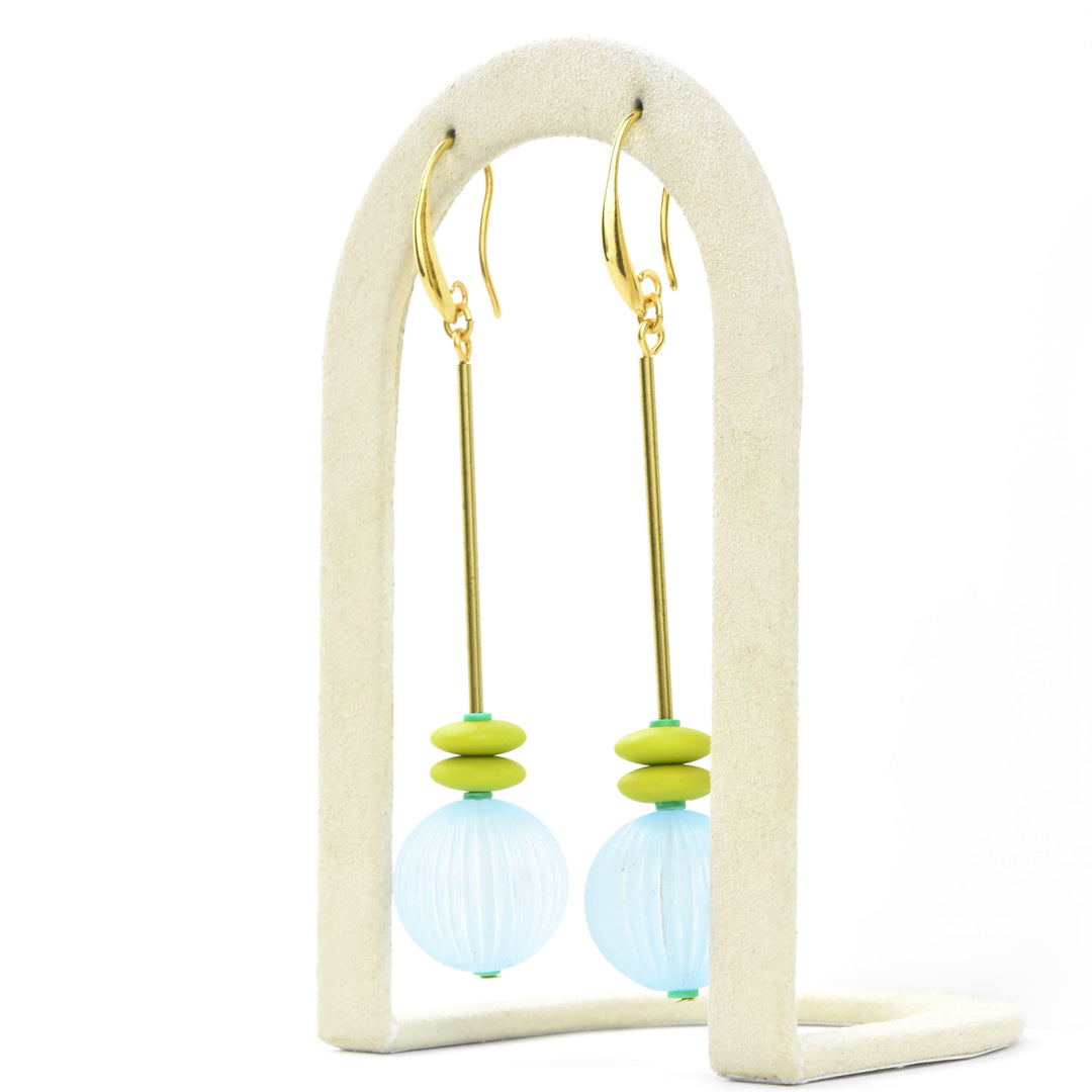 Blue & Chartreuse Bauble Earrings - Goldmakers Fine Jewelry