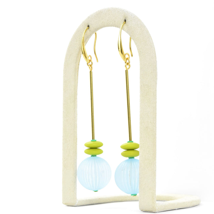 Blue & Chartreuse Bauble Earrings - Goldmakers Fine Jewelry