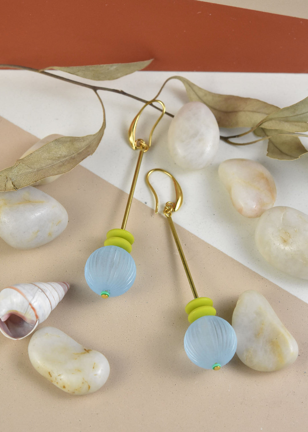 Blue & Chartreuse Bauble Earrings - Goldmakers Fine Jewelry