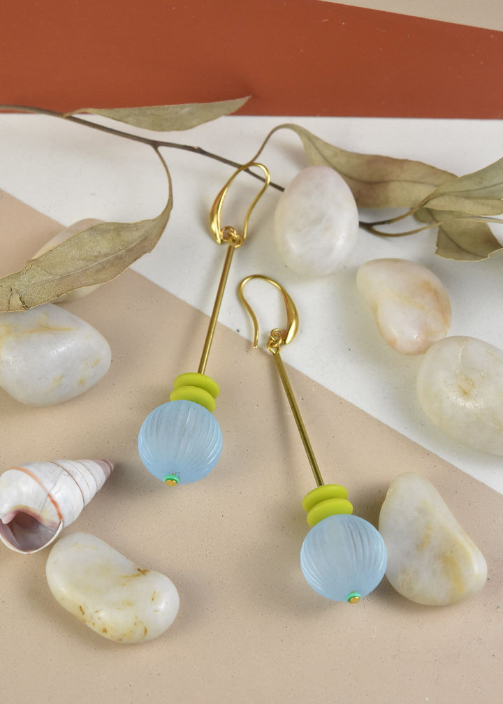 Blue & Chartreuse Bauble Earrings - Goldmakers Fine Jewelry
