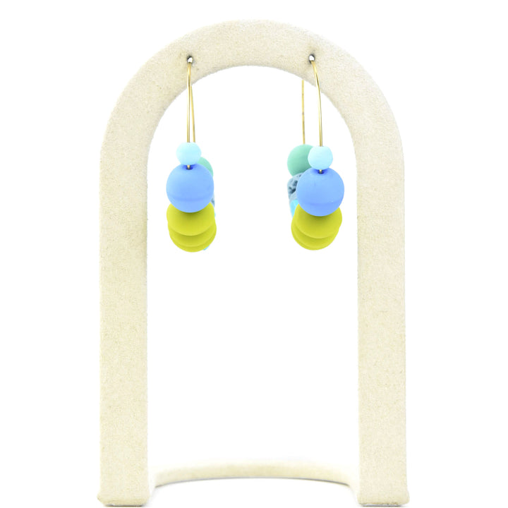 Blue and Green Glass Bead Hoops - Goldmakers Fine Jewelry