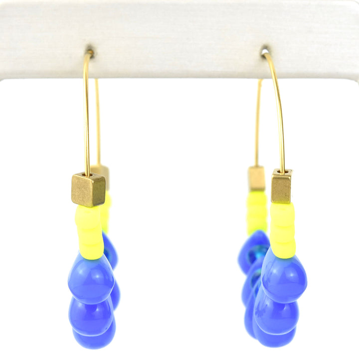 Blue and Neon Yellow Hoops - Goldmakers Fine Jewelry