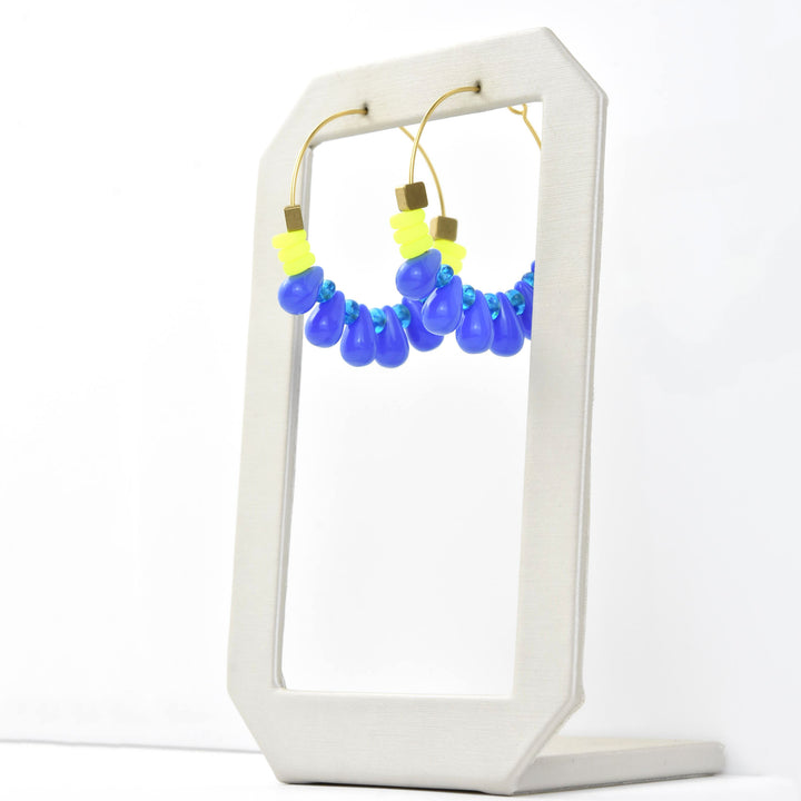 Blue and Neon Yellow Hoops - Goldmakers Fine Jewelry