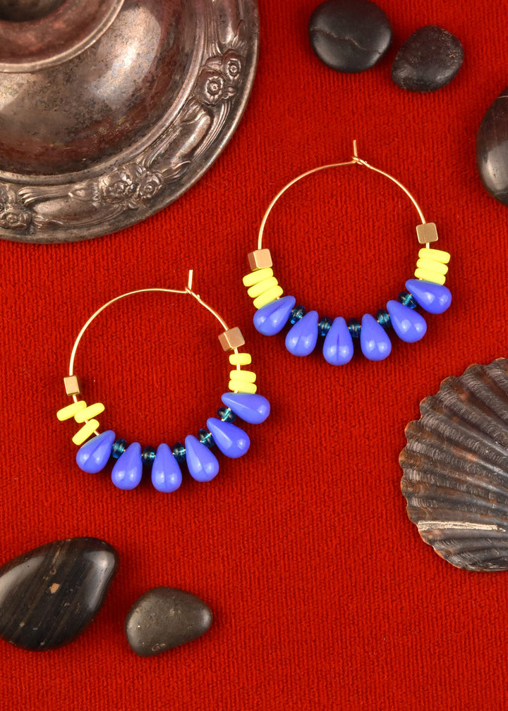 Blue and Neon Yellow Hoops - Goldmakers Fine Jewelry