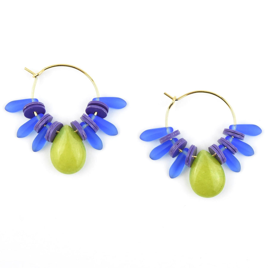 Blue, Green and Purple Mini Hoops - Goldmakers Fine Jewelry