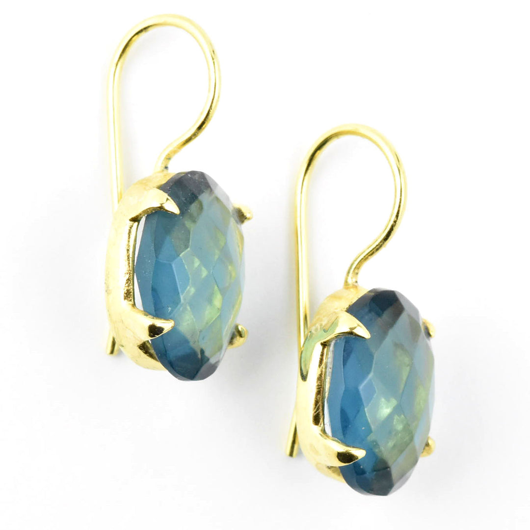 Blue Iolite Oval Prong Earrings