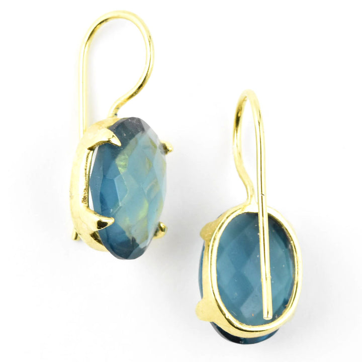 Blue Iolite Oval Prong Earrings