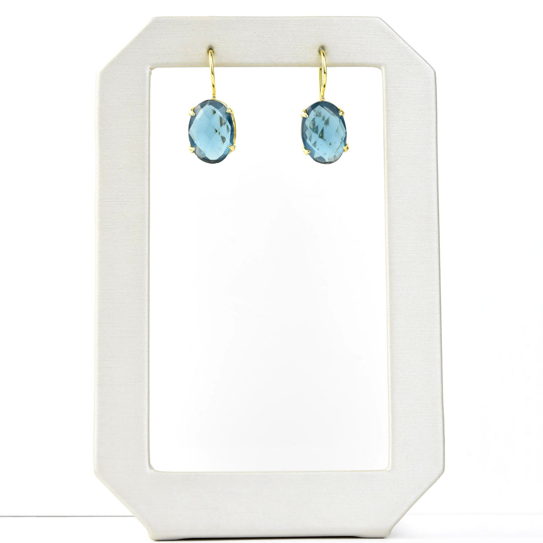 Blue Iolite Oval Prong Earrings