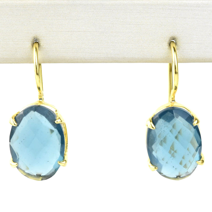 Blue Iolite Oval Prong Earrings