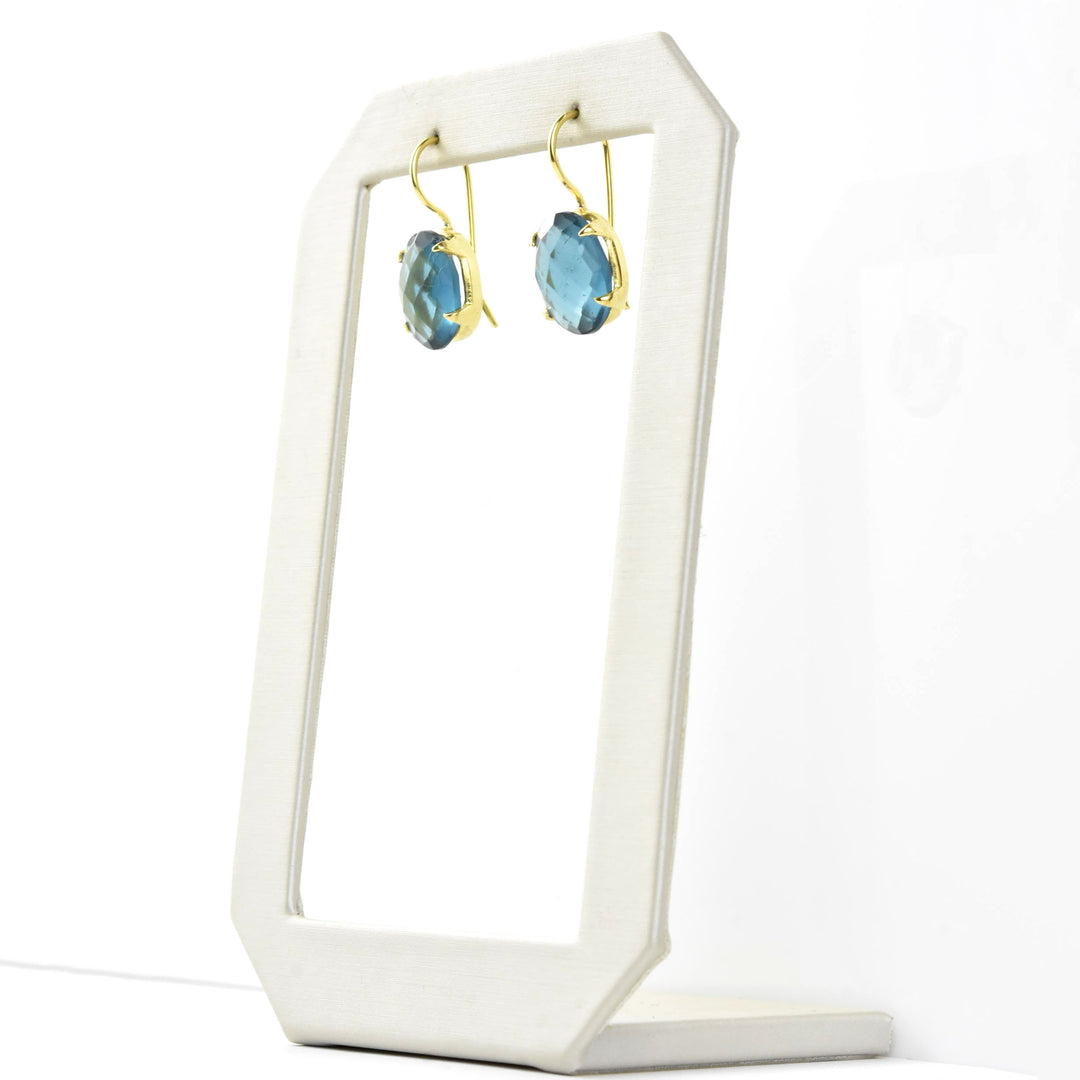 Blue Iolite Oval Prong Earrings