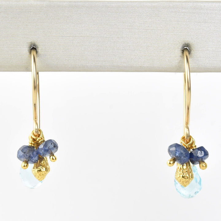 Topaz Briolette w/ Sapphire and Pod Earrings