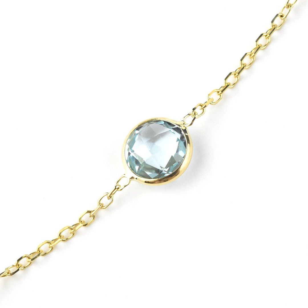 Ombre Blue Topaz Station Necklace in 14k Yellow Gold