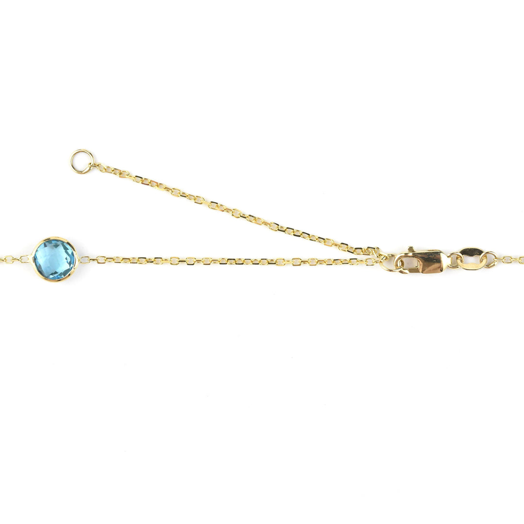 Ombre Blue Topaz Station Necklace in 14k Yellow Gold