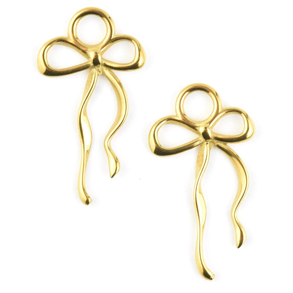 Dainty Bow Huggie Hoop Charms - Goldmakers Fine Jewelry