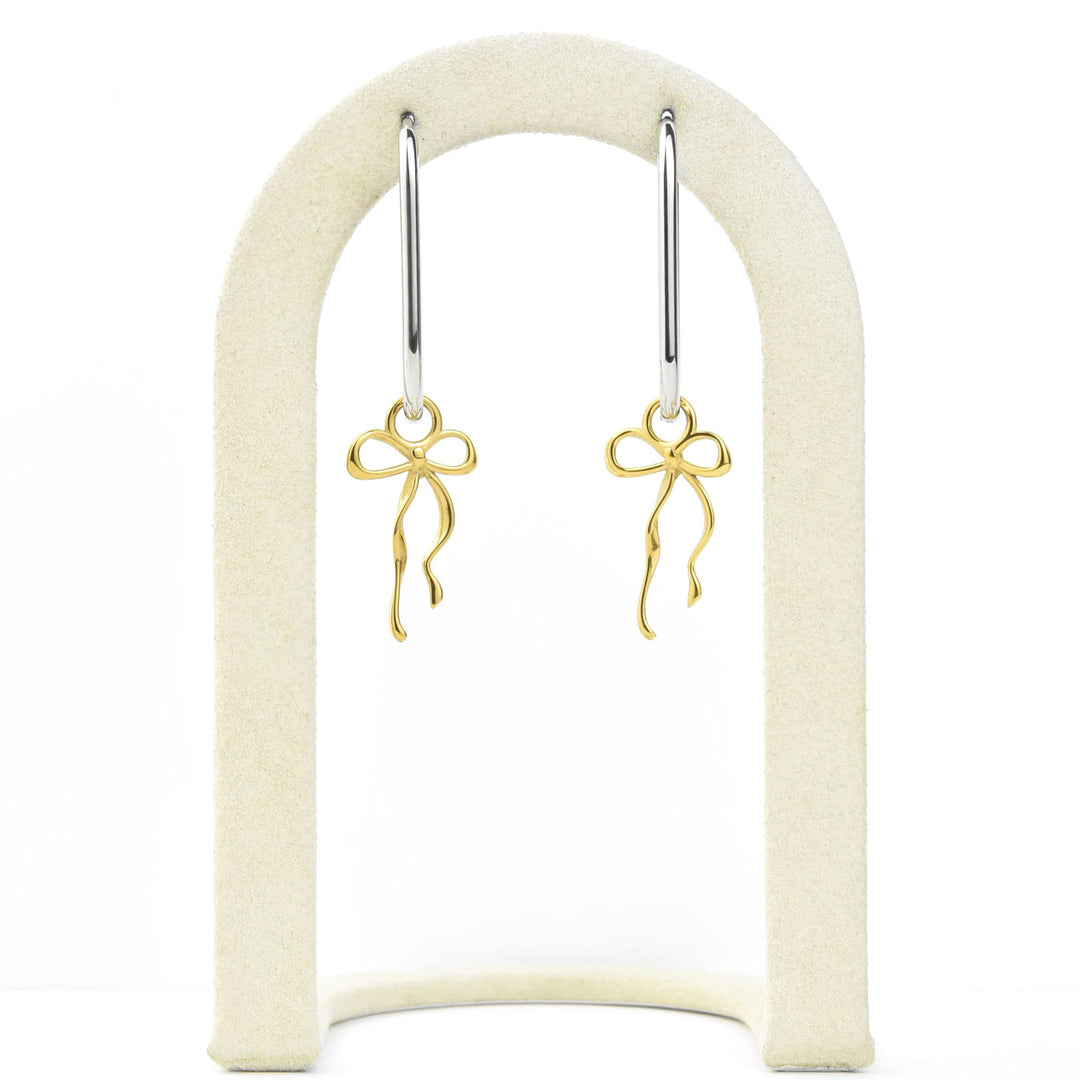 Dainty Bow Huggie Hoop Charms - Goldmakers Fine Jewelry