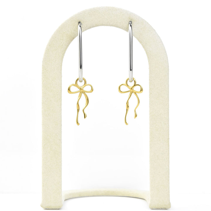 Dainty Bow Huggie Hoop Charms - Goldmakers Fine Jewelry
