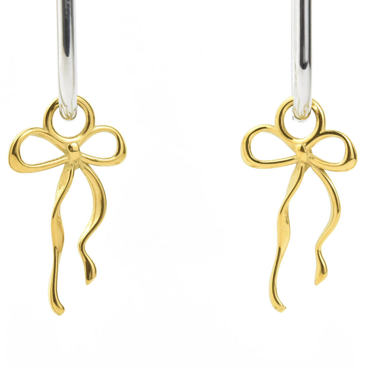 Dainty Bow Huggie Hoop Charms - Goldmakers Fine Jewelry