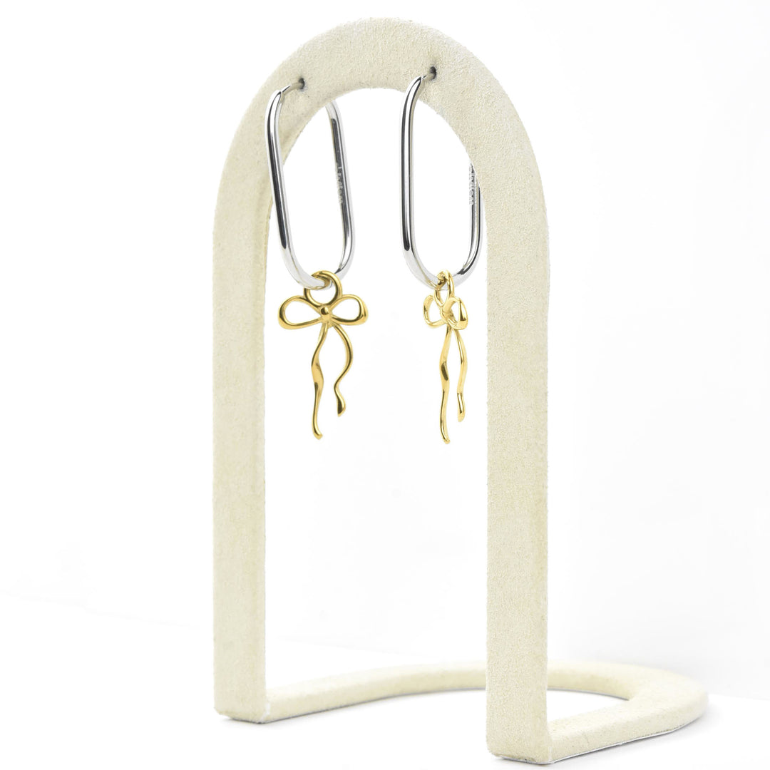 Dainty Bow Huggie Hoop Charms - Goldmakers Fine Jewelry