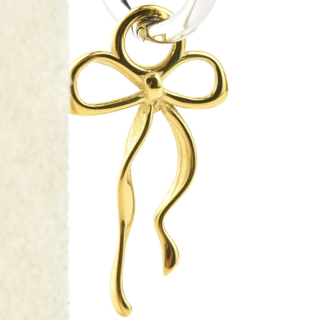 Dainty Bow Huggie Hoop Charms - Goldmakers Fine Jewelry