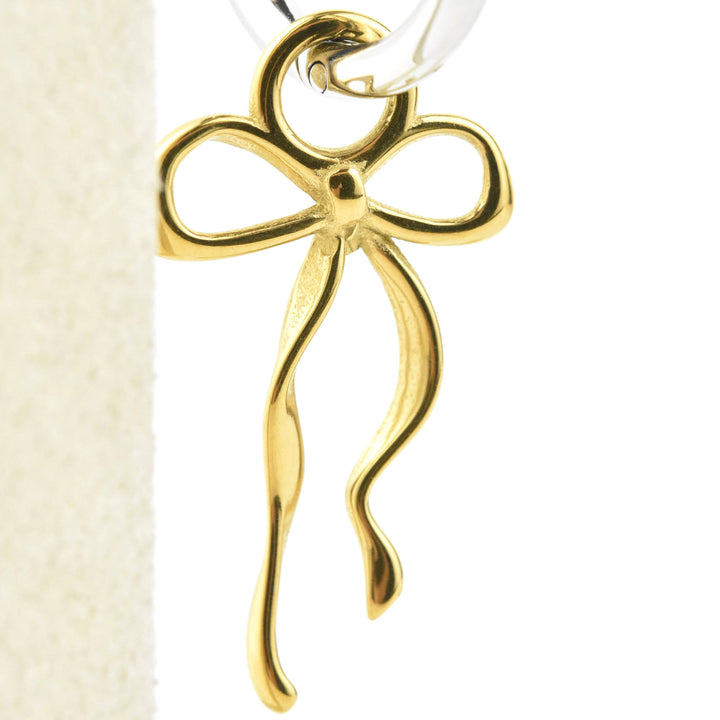Dainty Bow Huggie Hoop Charms - Goldmakers Fine Jewelry