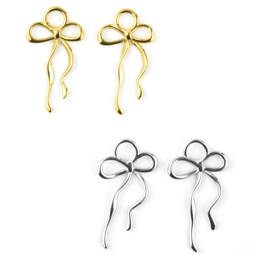 Dainty Bow Huggie Hoop Charms - Goldmakers Fine Jewelry
