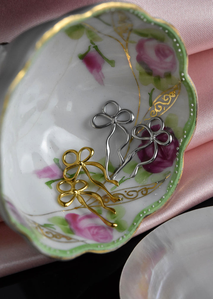Dainty Bow Huggie Hoop Charms - Goldmakers Fine Jewelry