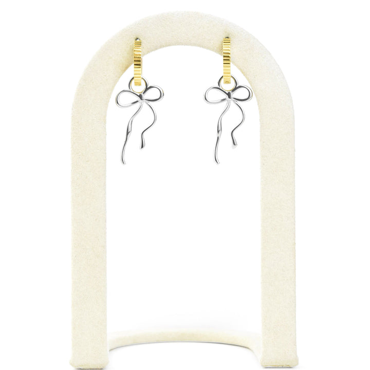 Dainty Bow Huggie Hoop Charms - Goldmakers Fine Jewelry