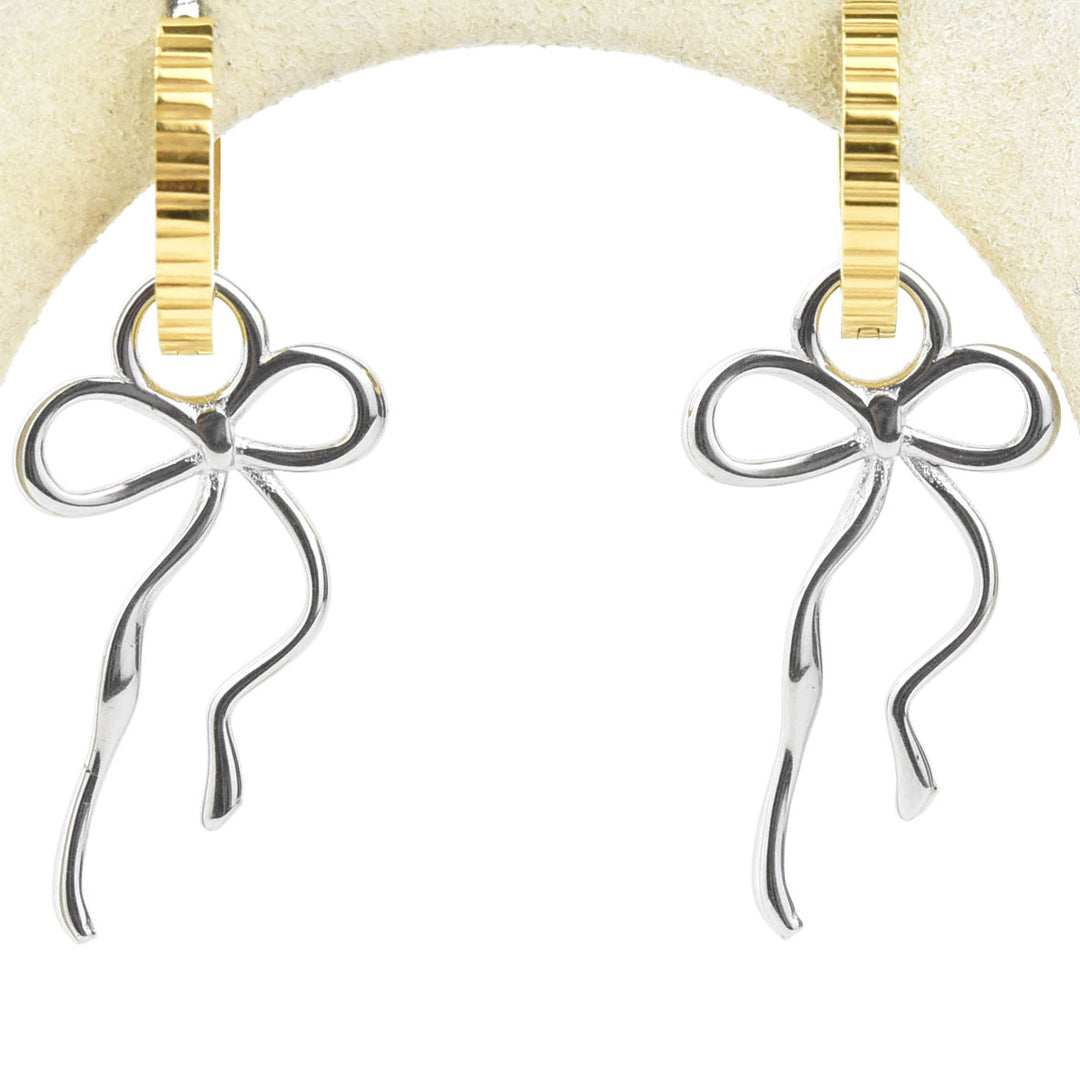 Dainty Bow Huggie Hoop Charms - Goldmakers Fine Jewelry
