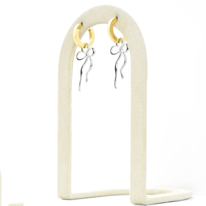 Dainty Bow Huggie Hoop Charms - Goldmakers Fine Jewelry