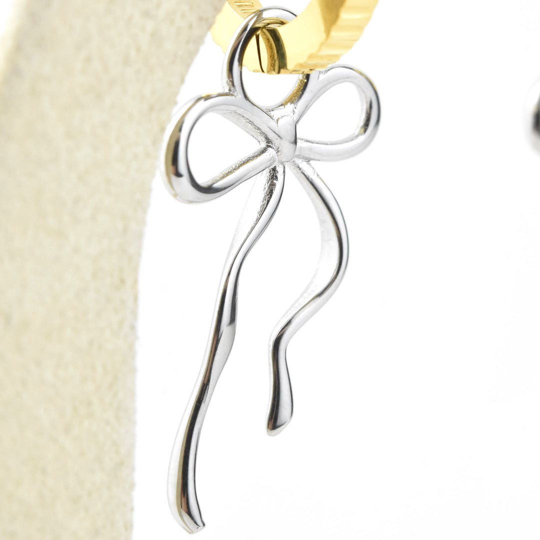 Dainty Bow Huggie Hoop Charms - Goldmakers Fine Jewelry