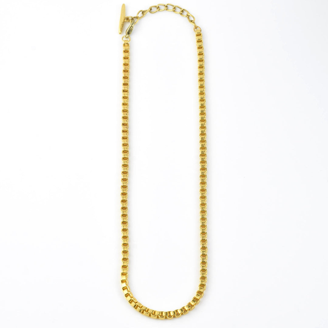 Brass Box Chain Necklace - Goldmakers Fine Jewelry