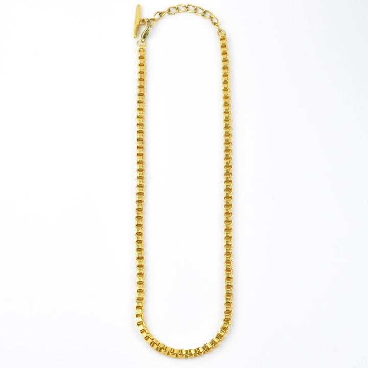 Brass Box Chain Necklace - Goldmakers Fine Jewelry