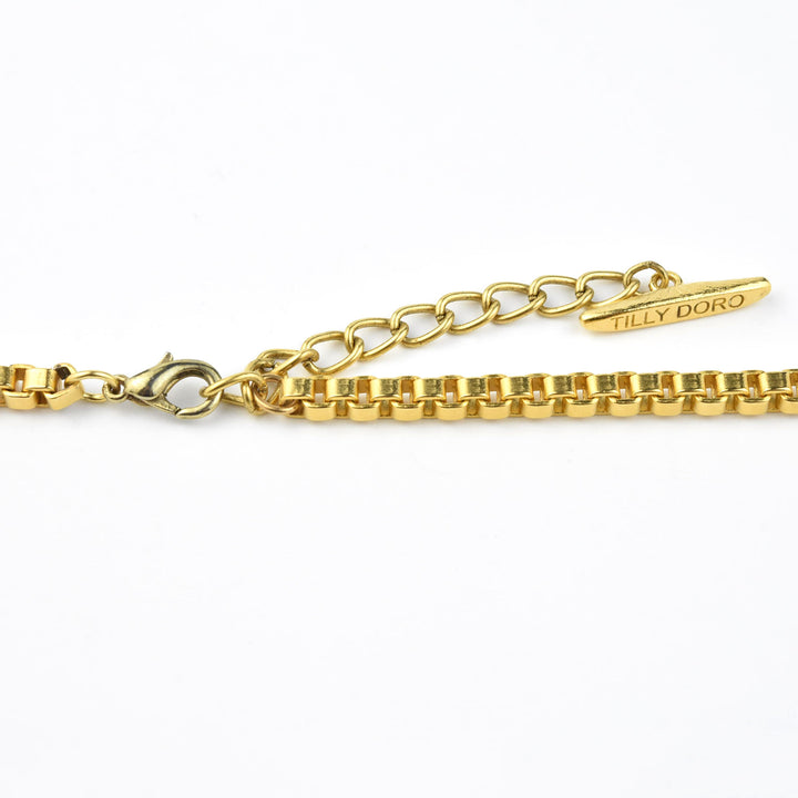 Brass Box Chain Necklace - Goldmakers Fine Jewelry