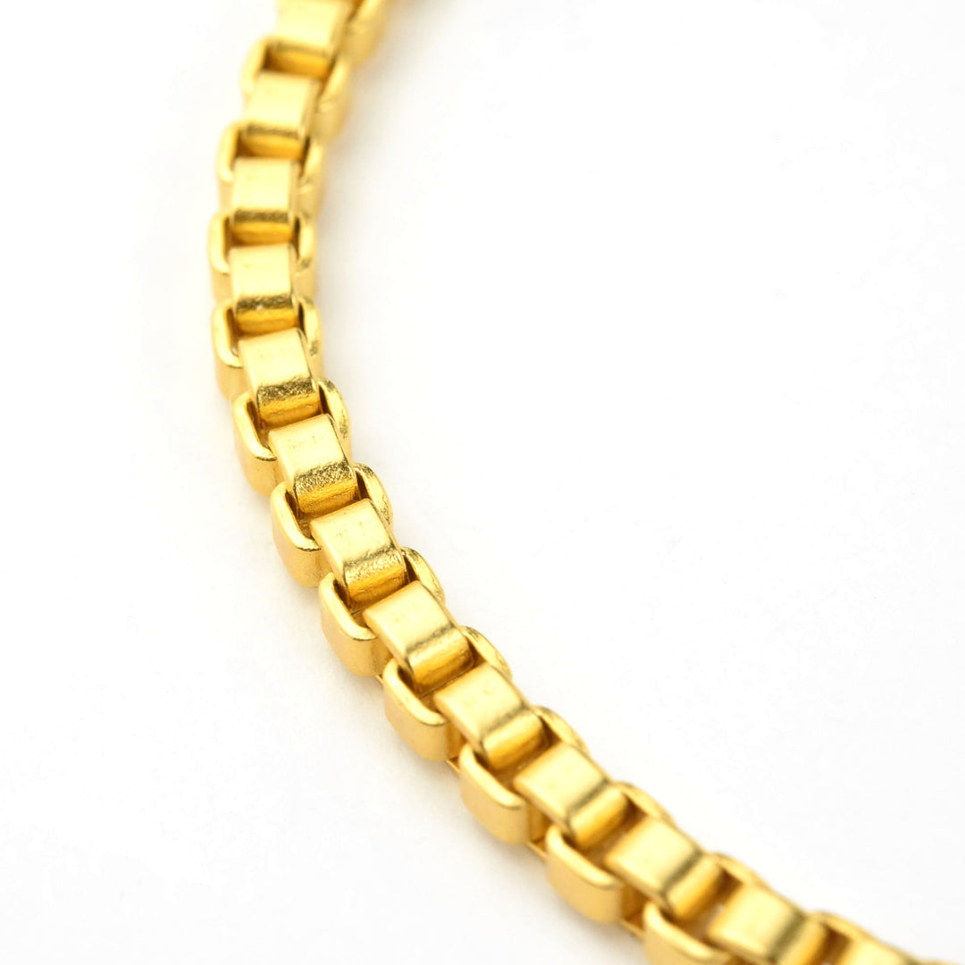 Brass Box Chain Necklace - Goldmakers Fine Jewelry