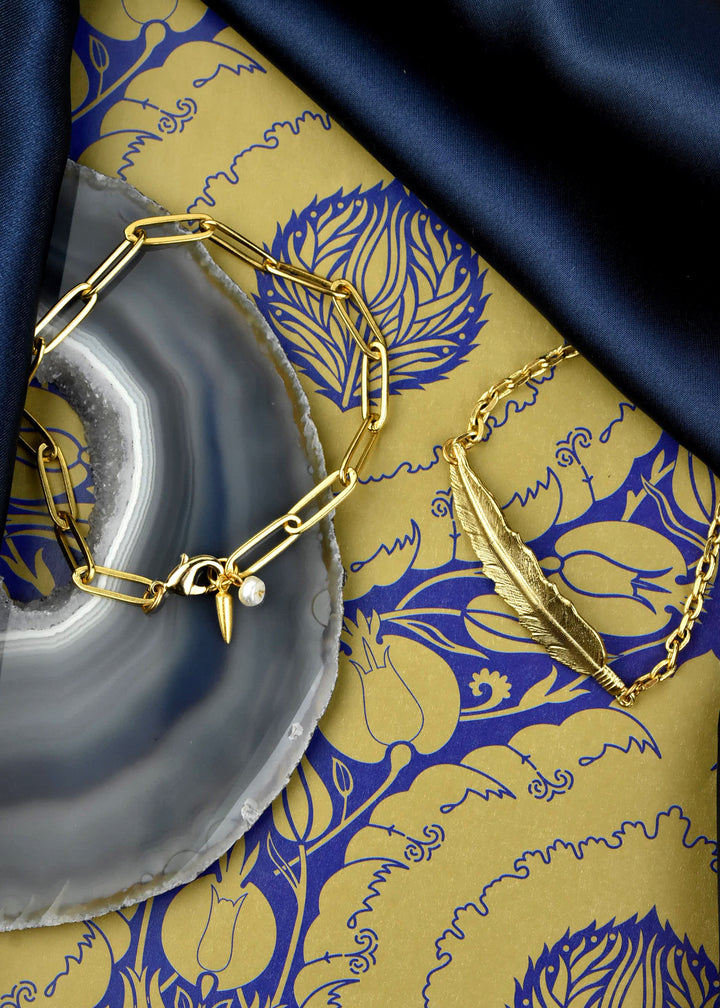 Paperclip Chain Bracelet w/ Pearl