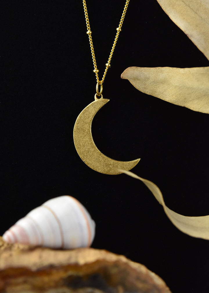 Brass Crescent Moon Necklace
