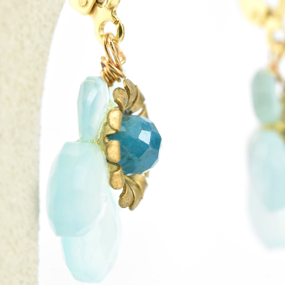 Brass and Gemstone Flower Earrings - Goldmakers Fine Jewelry