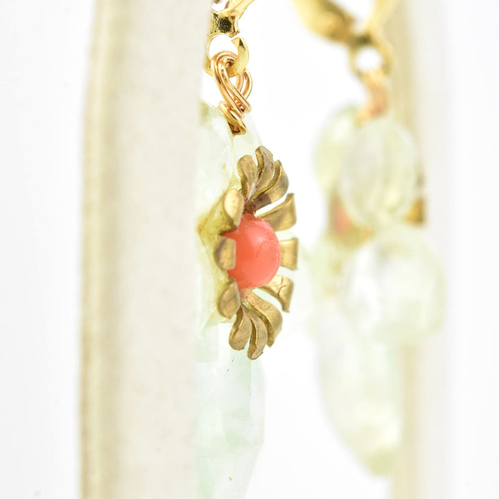 Brass and Gemstone Flower Earrings - Goldmakers Fine Jewelry