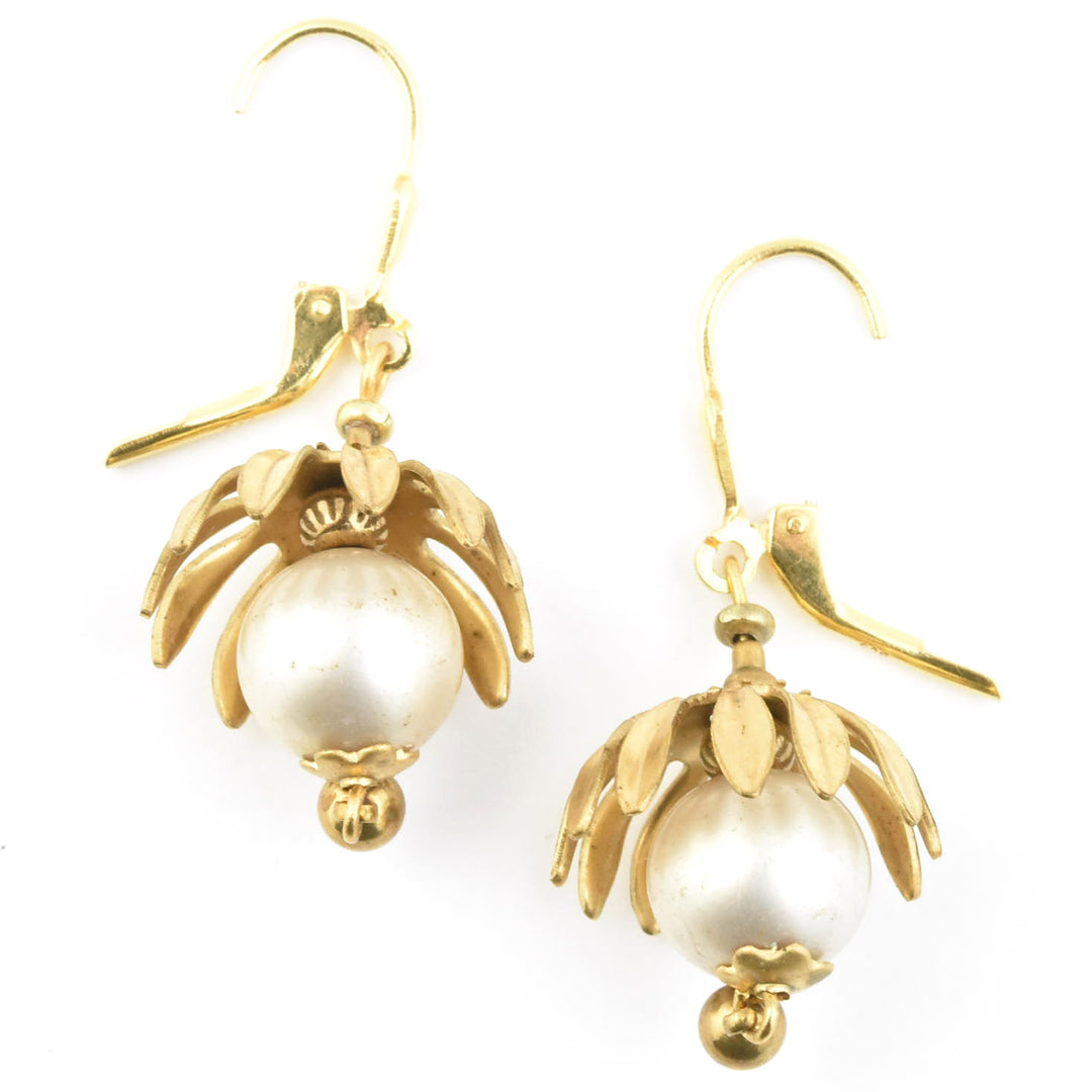 Brass Capped Faux Pearl Drops