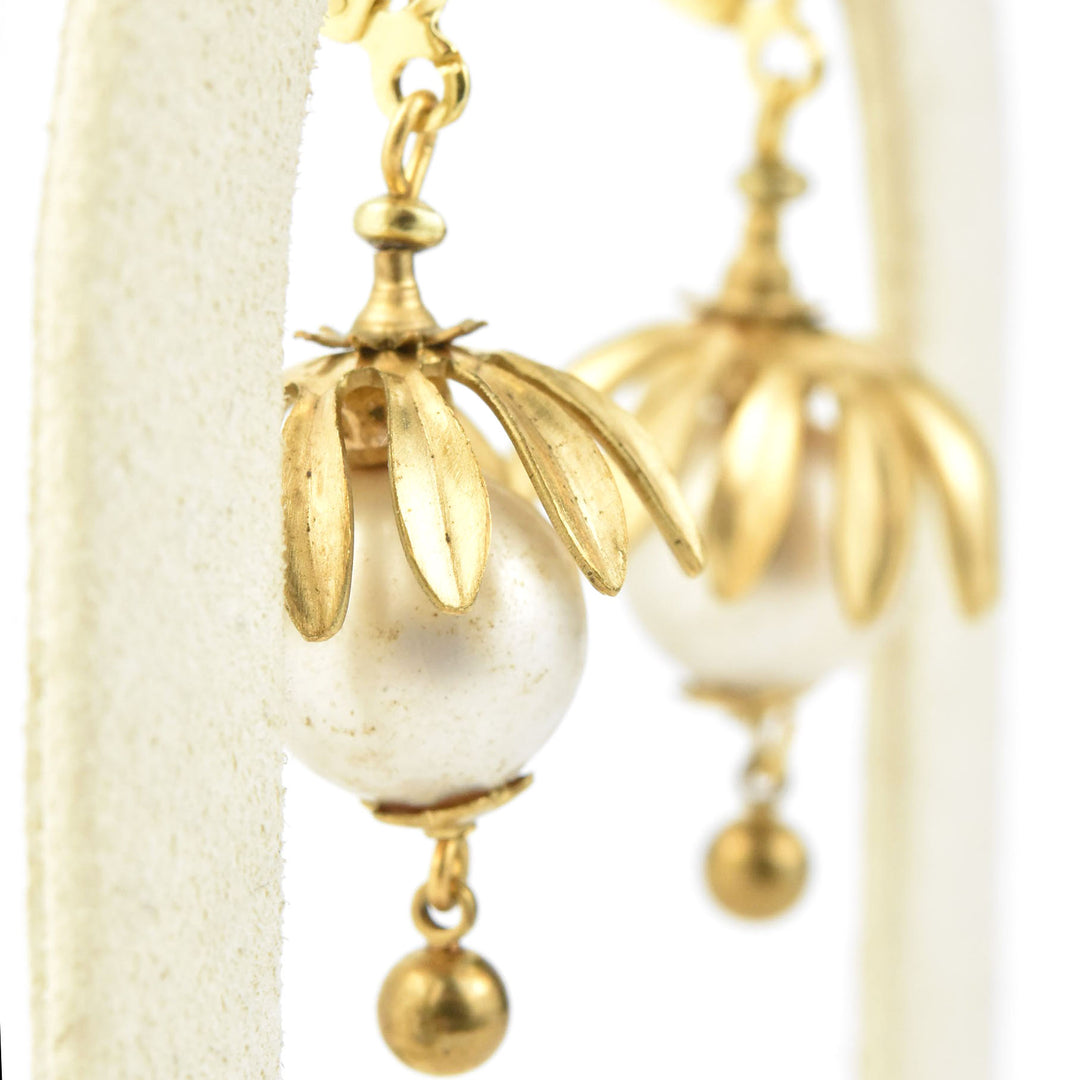 Brass Capped Faux Pearl Drops