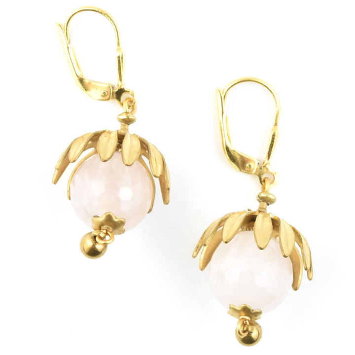 Brass Capped Rose Quartz Drops