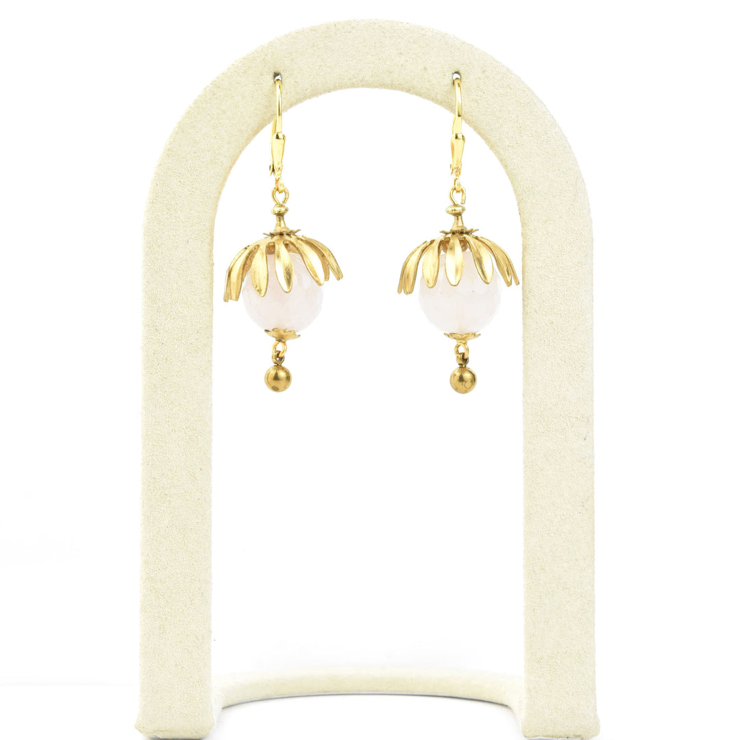 Brass Capped Rose Quartz Drops