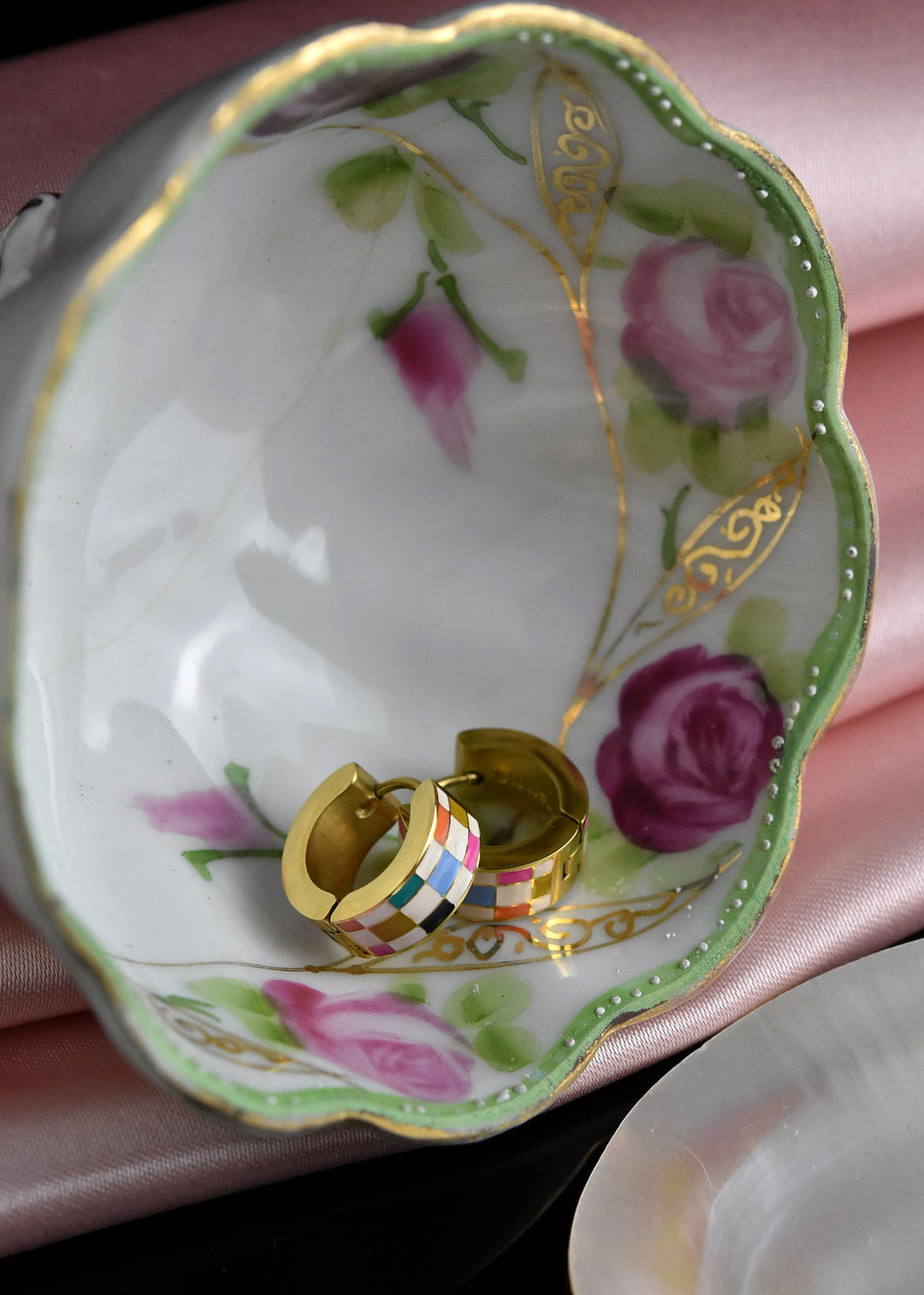 Bright Checkered Super Chunky Huggie Hoops - Goldmakers Fine Jewelry