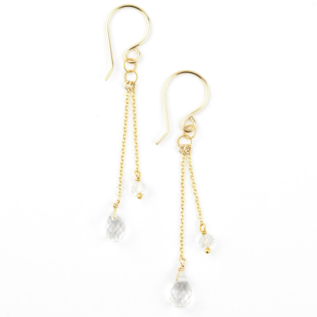 Briolette and Rondelle Chain Earrings