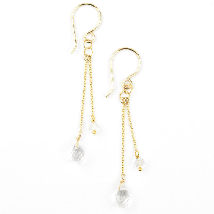 Briolette and Rondelle Chain Earrings