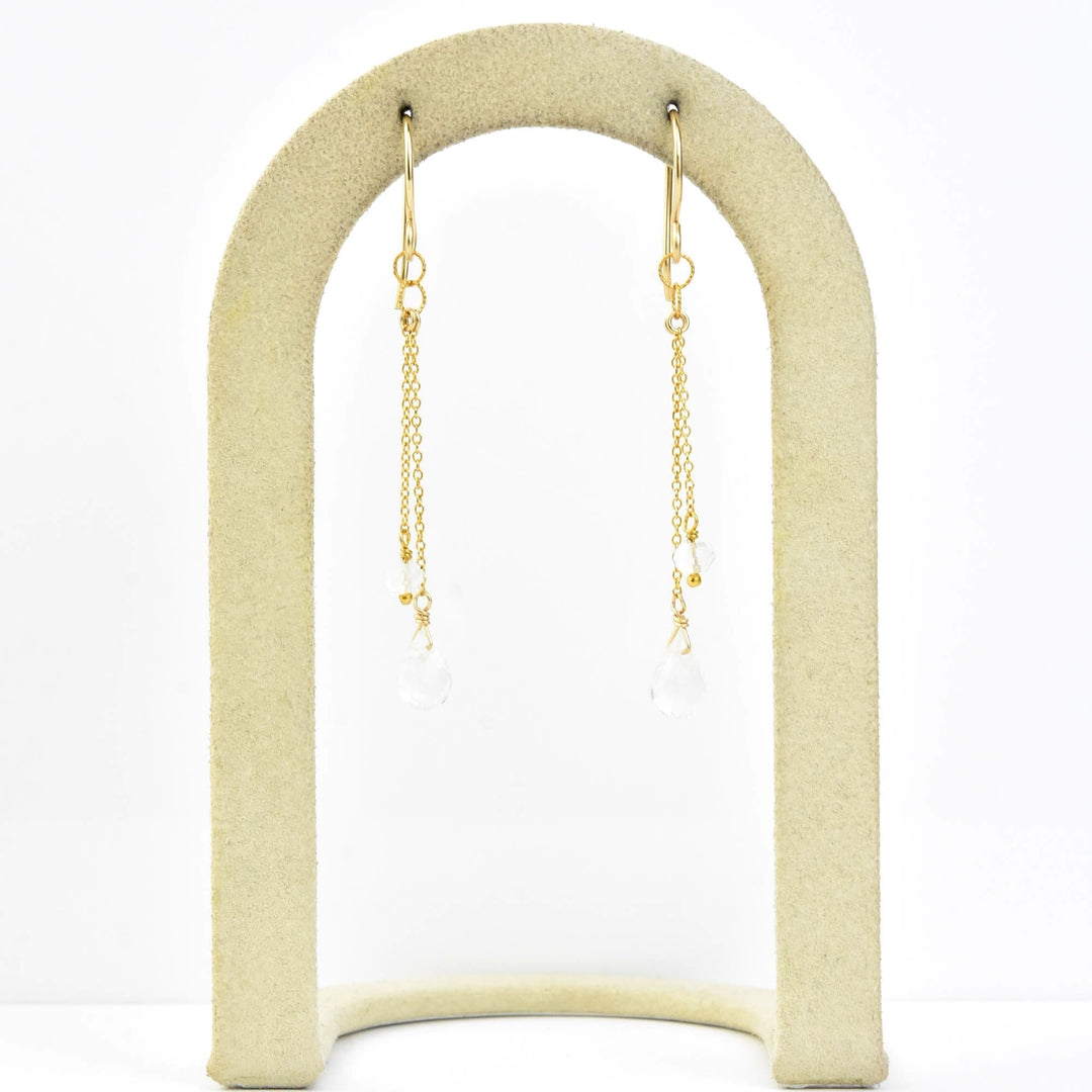 Briolette and Rondelle Chain Earrings